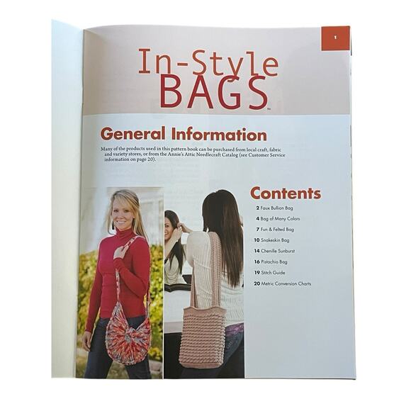 Annie’s Attic Crochet In Style Bags Handbags Pattern Booklet Knitting Yarn Craft - Picture 3 of 3